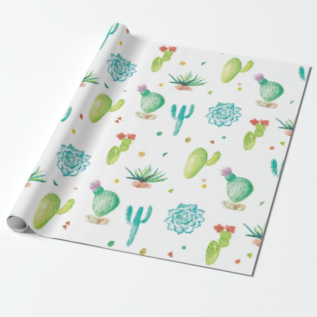 Regalo papel de embalaje de la estera del cactus de la (Desenrollado)