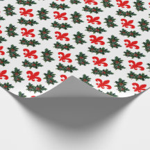 Papel de embalaje de la flor de lis y del acebo