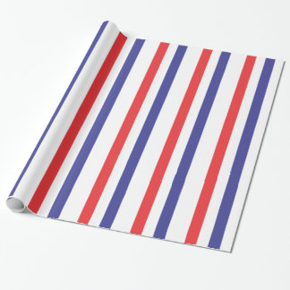 Regalo Papel de embalaje de la raya roja, blanca y azul