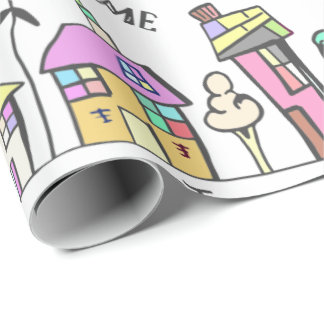 REGALO PAPEL DE EMBALAJE DE LAS CASAS DE CIUDAD PARA LOS
