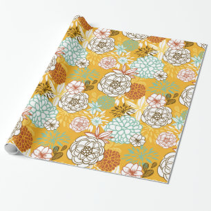 Regalo Papel de embalaje de las flores y de las hojas del