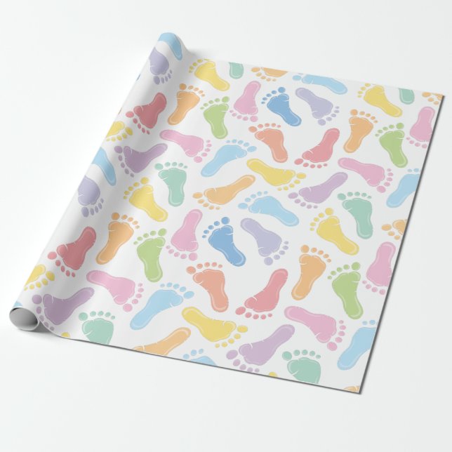 Regalo Papel de embalaje de las huellas del bebé (Desenrollado)