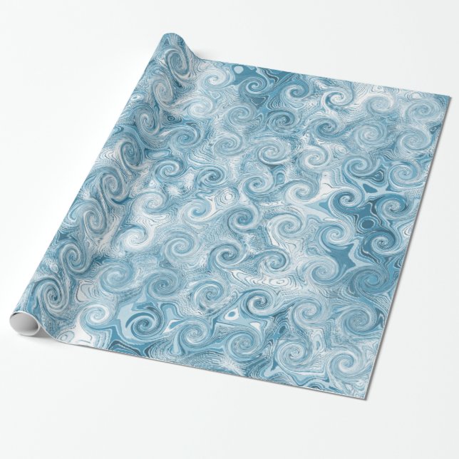 Regalo Papel de embalaje de las ondas del azul (Desenrollado)