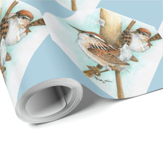 Regalo Papel de embalaje de los Wrens y de la Gato-Cola