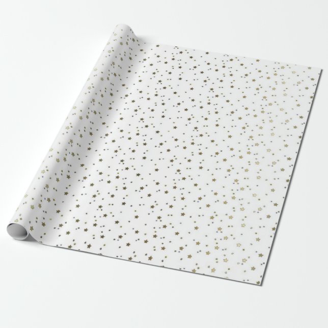 Regalo Papel de embalaje de oro minúsculo blanco de las (Desenrollado)