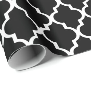 Regalo Papel de embalaje de Quatrefoil - blanco y negro