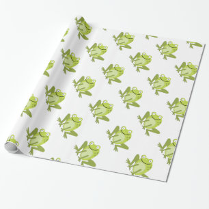Regalo Papel de embalaje de salto verde feliz de la rana