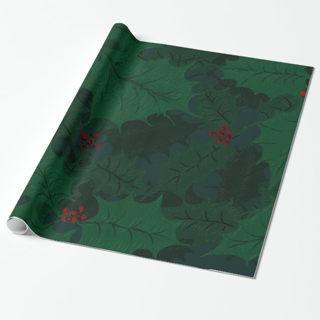 Regalo Papel de embalaje del acebo (Desenrollado)