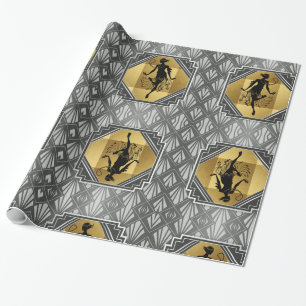 Regalo Papel de embalaje del art déco de la aleta de