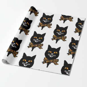 Regalo Papel de embalaje del CAT NEGRO del ARTE NOUVEAU