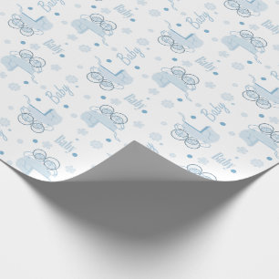 Regalo Papel de embalaje del cochecillo de bebé azul