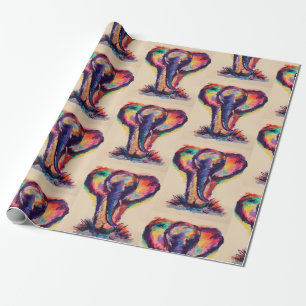 Regalo Papel de embalaje del elefante de la acuarela
