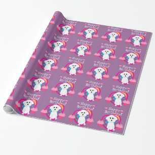 Regalo Papel de embalaje del feliz cumpleaños de Bichon