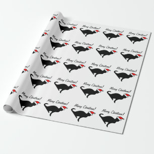 Regalo Papel de embalaje del gato del navidad