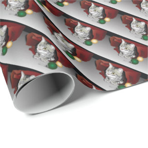 Regalo Papel de embalaje del gato del navidad
