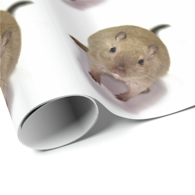 Regalo Papel de embalaje del Gerbil (blanco) (Esquina del rollo)