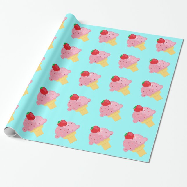 Regalo Papel de embalaje del helado de fresa (Desenrollado)