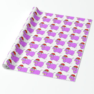 Regalo Papel de embalaje del hipopótamo de Navidad