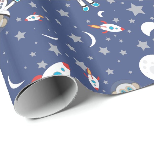 Regalo Papel de embalaje del mono del astronauta (Esquina del rollo)
