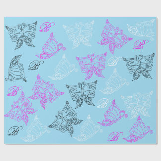 Regalo Papel de embalaje del monograma de la mariposa