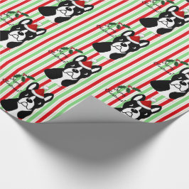 Regalo Papel de embalaje del navidad de Boston Terrier