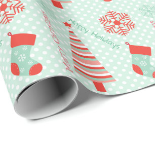 Regalo Papel de embalaje del navidad de la verde menta y