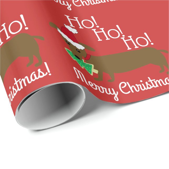 Regalo Papel de embalaje del navidad del Dachshund (Esquina del rollo)