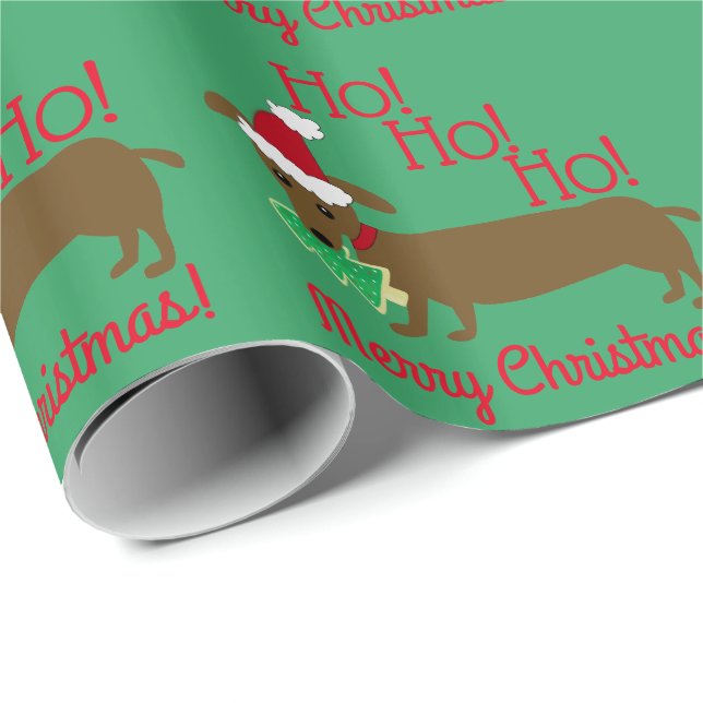 Regalo Papel de embalaje del navidad del Dachshund (Esquina del rollo)