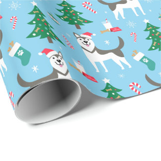 Regalo Papel de embalaje del navidad del husky siberiano