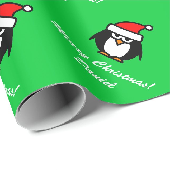 Regalo Papel de embalaje del pingüino del navidad el | (Esquina del rollo)
