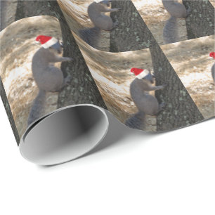 Regalo Papel de embalaje divertido de la ardilla de Santa