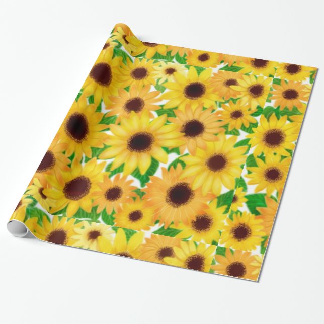 Regalo Papel de embalaje europeo alegre de los girasoles (Desenrollado)