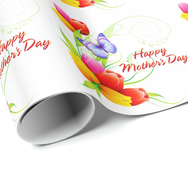 Regalo Papel de embalaje feliz del día de madre 7 (Esquina del rollo)