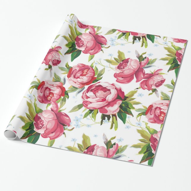 REGALO PAPEL DE EMBALAJE FLORAL (Desenrollado)
