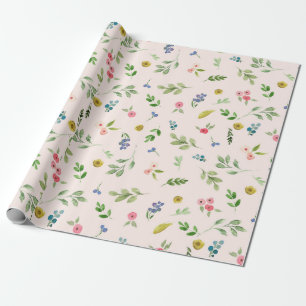 Regalo Papel de embalaje floral de la boda de la acuarela
