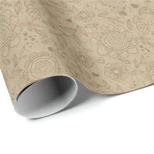 Regalo Papel de embalaje floral del papel de Kraft