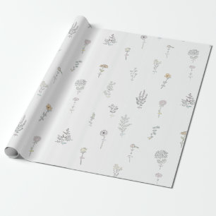 Regalo Papel de embalaje floral dibujado mano