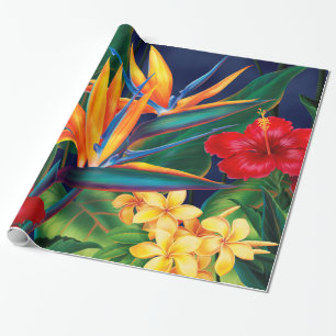 Regalo Papel de embalaje floral hawaiano del paraíso