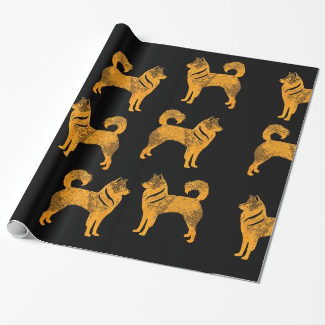 Regalo Papel de embalaje fornido de oro del perro (Desenrollado)