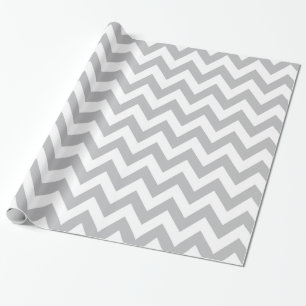 Regalo Papel de embalaje gris claro y blanco de Chevron