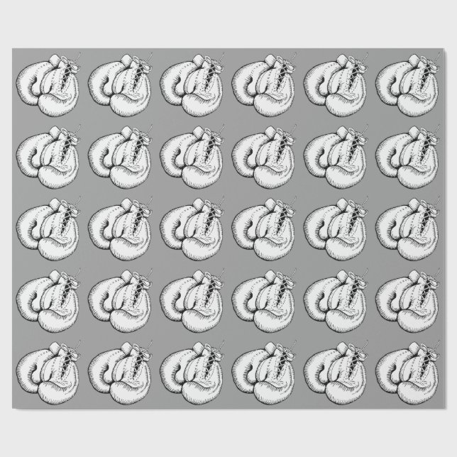 Regalo Papel de embalaje (GRIS) de los GUANTES de BOXEO (Superficie plana)