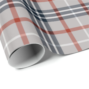 Regalo Papel de embalaje gris/rojo de la tela escocesa -