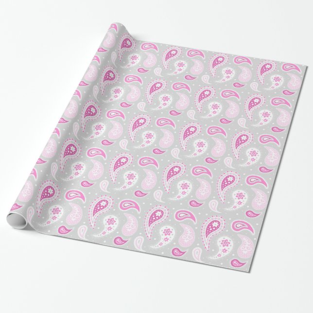 Regalo Papel de embalaje gris rosado del modelo de (Desenrollado)