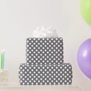 Regalo Papel de embalaje gris y blanco del lunar