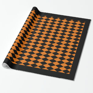 Regalo Papel de embalaje, HARLEQUIN NEGRO y NARANJA de 30
