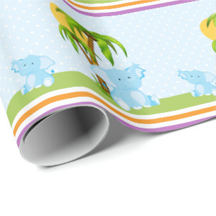 Regalo Papel de embalaje lindo azul del elefante del beb