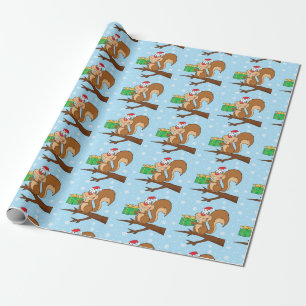 Regalo Papel de embalaje lindo de la ardilla del navidad