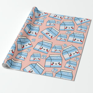 Regalo Papel de embalaje lindo de la leche de Kawaii