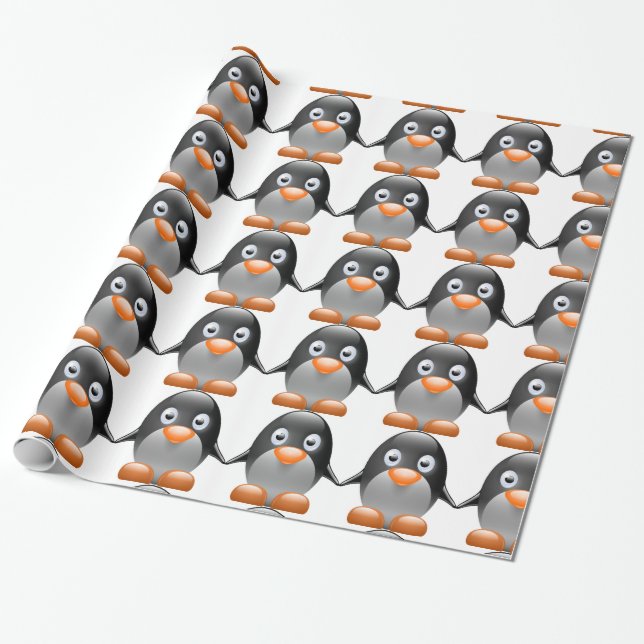 Regalo Papel de embalaje lindo del pingüino (Desenrollado)