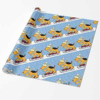 Regalo Papel de embalaje lindo del trineo del perro de